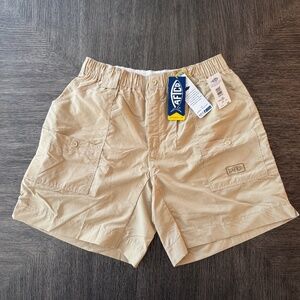 Men's AFTCO Original Fishing Shorts Long 8 inch KHAKI New MSRP $59